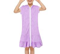 Generisch Petit cache-maillot de bain avec fermeture éclair pour peignoir adapté à la plage avec matériau absorbant pour les vacances d'été, lilas, 10-11 ans
