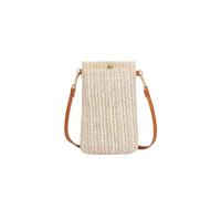 Generisch Petit sac à main tissé à bandoulière pour téléphone portable avec une épaule, sac à main tissé, sac à main de plage d'été, sac à main, beige, 11cm, Sac à dos polochon