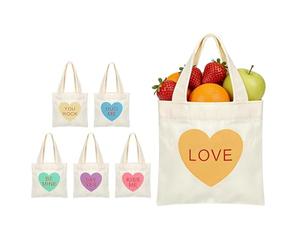 Generisch Petit Sac de Transport en Toile - 6 Pièces Coeurs de Communication Saint Valentin Sac à Main Coeur Sacs en Toile pour la Saint-Valentin | Pour Filles Femmes Petite Amie École Shopping Voyage