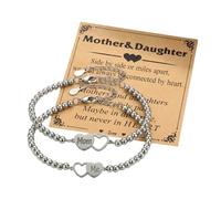 Generisch Petite Avec Homme Bijoux K - Motifs cœur « Maman et moi », ajustable, orné de perles, pour renforcer les liens familiaux et offrir en cadeau. Acier Bracelets Bracelet Bijoux (B, A)