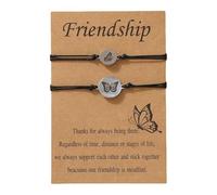 Generisch Petite Noir Bracelet Plaqué 8 Anneaux With Card Adjustable Animal Bracelet For Women Friend Matching Jewelry Birthday En Avec Connecté Petite Largeur Anneaux (Black, One Size)