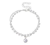 Generisch Petite Noir Perle Choix Bracelet Bijoux Necklace Women's Temperament Choker Necklace Collarbone Chain Trendy Inoxydable Bracelet Amoureux Pour Bracelet Anneaux (Silver, One Size)