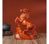 Generisch Petite statue de cheval en bois - Décoration pour le Nouvel An chinois 2026 - Statue de cheval Feng Shui - Figurine d'art pour la maison, le bureau, la décoration de table - Sculpture du