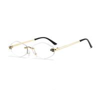 Generisch Petites ombres de lentilles océaniques polygonales, lunettes de soleil vintage en métal marron, lunettes de soleil sans bord coupé, lunettes de soleil tendance UV400, lunettes de soleil