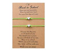 Generisch Phrases Breloques Perles Classique Bracelet ensemble 2 jour retour à l'école bracelets maman et moi bracelets mère fille filles garçons 4 Et Couple Choix En Anneaux (D, One Size)