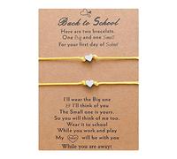 Generisch Phrases Breloques Perles Classique Bracelet ensemble 2 jour retour à l'école bracelets maman et moi bracelets mère fille filles garçons 4 Et Couple Choix En Anneaux (F, One Size)