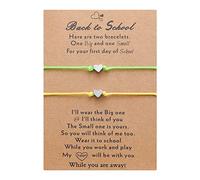 Generisch Phrases Breloques Perles Classique Bracelet ensemble 2 jour retour à l'école bracelets maman et moi bracelets mère fille filles garçons 4 Et Couple Choix En Anneaux (E, One Size)