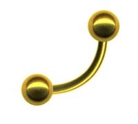 Generisch Piercing banane en or véritable 585 filetage intérieur en or jaune véritable 1,2 mm Longueur 8 mm Boule 3 mm Bijou Bananabell 14 carats pour oreille, nez, téton, intime, téton, barbell
