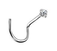 Generisch Piercing de nez incurvé en or blanc 750 18 carats véritable diamant 0,8 x 6 x 1,4 mm Piercing de nez moderne tendance extravagant exclusif 47005