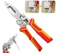 Generisch Pince à dénuder 9 en 1 avec fonction de mesure du courant, mise à niveau 2025, pince à dénuder multifonction, pince électricien, coupe-câbles pour connexions isolées et non isolées