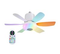 Generisch Plafonnier moderne avec ventilateur - Télécommande - Haut-parleur de musique à 3 vitesses - Ventilateur de plafond avec ampoule - Pour maison, dortoir, bureau, appartement, chambre à coucher