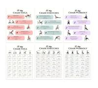 Generisch Plan d'exercices Stuhlyoga - 6 pièces - Accessoires d'entraînement de 30 jours - Poster de poses de yoga - Pour adultes, voyages, travail, amis, sport, athlètes, gym, fitness, bodybuilding
