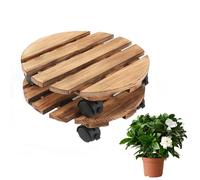 Generisch Plantez avec des roues - Support de plantation en bois verrouillable | Chariot rond pour jardin, décoration intérieure, base de pot de fleurs, présentoir de jardin, de balcon, base