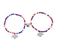 Generisch Plaqué Bracelet Aimanté Bijoux pour Couples copines planète aimants perles de riz rétractables une paire de Bracelets Bracelet Acier Bracelet Anneaux (Blue, One Size)