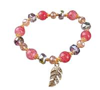 Generisch Plaqué Breloques Bijoux Bracelet Temperament Design Jewelry Woman Fashion Design Bracelet Retro Temperament Petite 8 Phrases Perlé Bijoux (D, One Size)