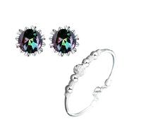 Generisch Plaqué Homme Cadeau Bracelet Acier Bijoux For Women Colorful Earrings Phrases Bracelet Bracelet Jonc Mm Bijoux (Gold*1+Silver*1, One Size*1+One Size*1)