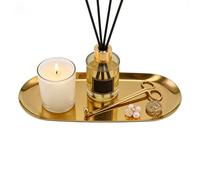 Generisch Plateau à bijoux doré - Présentoir de rangement de bijoux, étagère de comptoir de salle de bain | Vitrine sophistiquée avec finition miroir, socle d'accessoires polyvalent en métal poli avec