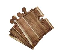 Generisch Plateau Apéro Puzzle Acacia Plateau Unique Ou Individuel Poignée Intégrée Service Fromage, Charcuterie Coffret Cadeau (4 pièces)