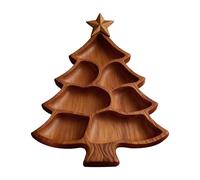Generisch Plateau de service de Noël, plateau de service divisé en bois, plateau en forme de sapin de Noël pour aliments - Pour fêtes, collations, desserts, cuisine, salon, chambre à coucher, bureau