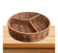 Generisch Plateau de service en rotin - 3 grilles - Plateau rond de table basse - 6,4 x 30,9 cm - Organiseur réutilisable pour la maison, le studio, les restaurants