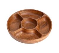 Generisch Plateau de service rond en bois à 5 compartiments - 30 x 4,5 cm - 860 g - Pour bonbons, noix, fruits, collations pour la cuisine et la maison - Point central décoratif