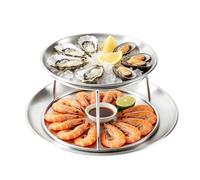Generisch Plateau rond avec support, présentoir décoratif rond à 2 étages | Plateau de service réfrigéré pour crevettes, crabe, fromage, gâteau, buffet, fête, restaurant