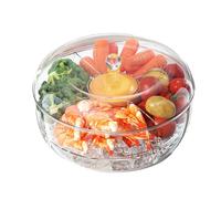 Generisch Plateau tournant - Set de service - Boîte de transport ronde - Avec couvercle - Assiette à snack - Bol à tapas - Passe au lave-vaisselle - 25,5 x 15 cm - Transparent