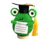 Generisch Plus Positif avec Une Carte d'affirmation - Adorable Jouet en Tricot Positif au Crochet - Grenouille tricotée à Exposer sur Une Table ou Une bibliothèque, décoration d'intérieur.