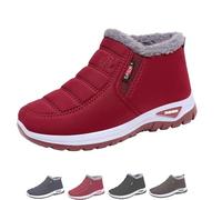 Generisch Podofit Bottes d'hiver pour homme et femme Chaussures orthopédiques avec semelle antidérapante & semelle chauffante Design à enfiler, rouge, 40 EU