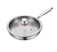 Generisch Poêle à frire en titane martelée Titanium avec couvercle, multifonctionnelle, anti-adhésive, ultra durable, résistante à la chaleur, aux rayures et 100 % non toxique, pour tous les types de