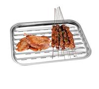 Generisch Poêle à griller en acier inoxydable pour barbecue extérieur - Accessoire de barbecue polyvalent - Plateau à légumes - Poêle à griller creuse - Poêle à griller d'extérieur pour le restaurant