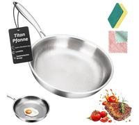 Generisch Poêle en titane non revêtue Premium Titanium Pro - 20/24/26/28/30 cm - Poêle à frire en titane non revêtue - Poêle multifonction adaptée à l'induction - Sans couvercle - 26 cm