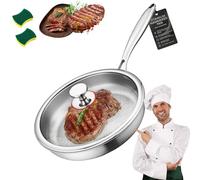 Generisch Poêle en titane Titanium Hammered Pan Pro Standard, 26/28/30 cm, en acier inoxydable, épaisse, ultra durable, résistante aux rayures, non revêtue, antiadhésive (couvercle de casserole x 26