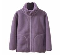 Generisch Polaire pour enfants et manteau épais style parent-enfant chaud et coupe-vent parent-enfant style col montant manteau chaud petite veste matelassée pour 3 18 ans, Violet foncé., 13-14 ans