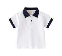 Generisch Polo à manches courtes pour garçon avec col de couleur contrastée en tissu doux pour la première journée d'école et le dîner festif de famille