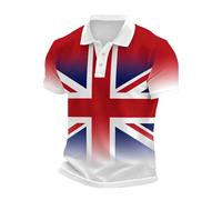 Generisch Polo à manches courtes pour homme avec imprimé drapeau du Royaume-Uni - Basique - Pour l'été - Pour le golf, la course à pied, le football, l'entraînement - Léger et décontracté - Respirant