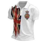 Generisch Polo à manches courtes pour homme avec motif de drapeau de l'Angleterre - T-shirt d'été - T-shirt de sport - T-shirt de golf - T-shirt d'entraînement baggy - Tenue festive - Streetwear pour