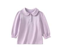 Generisch Polo à manches longues pour fille avec col Peter Pan - T-shirt basique élégant avec manches bouffantes | Haut mignon pour l'école et les occasions spéciales