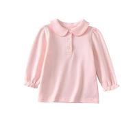 Generisch Polo à manches longues pour fille avec col Peter Pan - T-shirt basique élégant avec manches bouffantes | Haut mignon pour l'école et les occasions spéciales