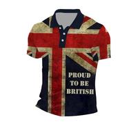 Generisch Polo à manches raglan pour homme avec imprimé drapeau du Royaume-Uni et Jack, kaki, 6XL