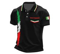 Generisch Polo d'été pour homme avec imprimé drapeau italien - Respirant - T-shirt de gym - T-shirt de sport confortable - Coupe ajustée - Chemise de loisirs - T-shirt de golf léger - Imprimé lettres