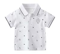 Generisch Polo pour garçon au design classique avec imprimé intégral discret - Polo pour enfant avec bandes contrastées au niveau du col et des manches - T-shirt à manches courtes pour l'école et les