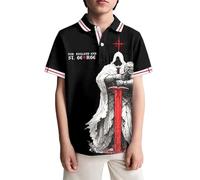 Generisch Polo pour garçon avec graphique impressionnant des chevaliers templiers - Polo pour enfant au design historique - Haut solide pour les petits fans du Moyen Âge