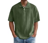 Generisch Polo pour homme à manches courtes en tricot avec boutonnière - Couleur unie - Pour l'été - Coupe ample, Schwarzish Polo vert pour homme, 4XL