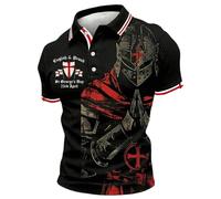 Generisch Polo pour homme avec imprimé chevalier historique - Polo à manches courtes avec motif Croix de Saint-Georges | Haut patriotique pour la Saint-Georges, XXL