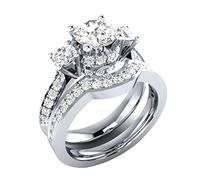 Generisch Pommade Bague en Zirconium Accessoires Mode Bague Lady Ensemble 2 en 1 Anneaux pour Boucles d'oreilles, SL8, Métal, Aucune pierre précieuse