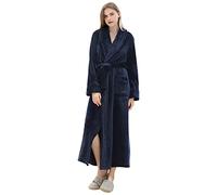 Generisch Poncho de bain pour femme en tissu éponge à manches longues peignoir pour femme long et grandes tailles peignoir col à revers col en V peignoir de maison flanelle patchwork peignoir sauna