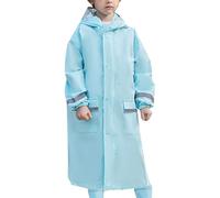 Generisch Poncho de pluie pour enfants garçons et filles - Léger et imperméable - Réutilisable - Vêtement de pluie ventilé - Avec sac portable - 6-16 ans, 01# bleu., 12-14 ans