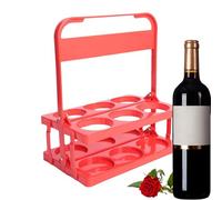 Generisch Porte-bouteille pliable en plastique avec poignée - Casier à vin portable et panier à bière | Caisse à vin réutilisable pour camping et fêtes | 27,2 x 18 x 33 cm 320 g, rouge, Siehe