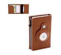 Generisch Porte-Cartes Pop-Up avec AirTag | Portefeuille avec Protection RFID et NFC | SmartWallet pour AirTag, Cartes et factures | Porte-Monnaie Anti-Perte (Marron)
